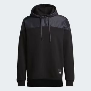 Adidas Fleece Woven Hoodie | Black | Size: L